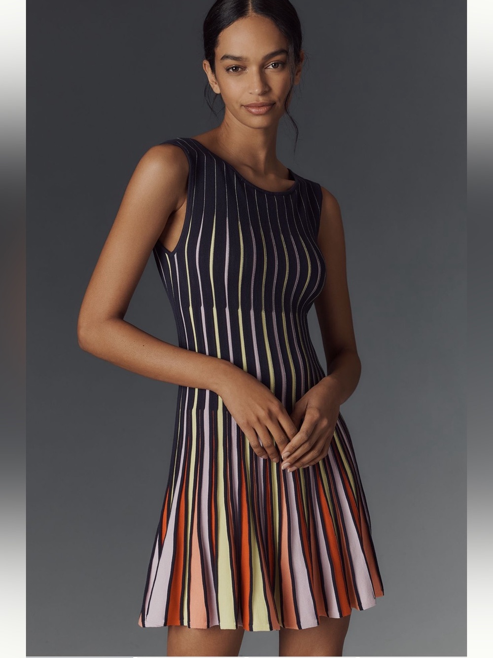 Maeve boat-neck knit fit-and-flare mini dress
